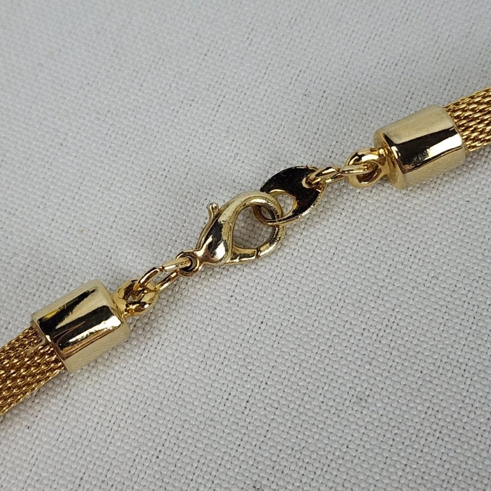 Vintage Gold Tone Mesh Chain Jaguar Pendant Necklace - Picture 5 of 7